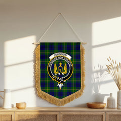 Johnson Modern Tartan Crest Wall Hanging Banner - Wood Pole