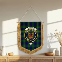 Johnston of Caskieben Tartan Crest Wall Hanging Banner - Wood Pole