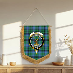Keith Ancient Tartan Crest Wall Hanging Banner - Wood Pole