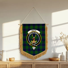 Keith Modern Tartan Crest Wall Hanging Banner - Wood Pole