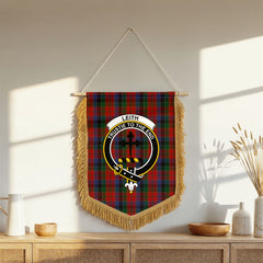 Leith Tartan Crest Wall Hanging Banner - Wood Pole