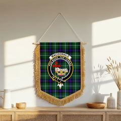 MacDonald of the Isles Hunting Modern Tartan Crest Wall Hanging Banner - Wood Pole
