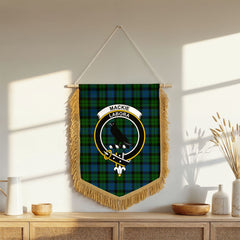 MacKie Tartan Crest Wall Hanging Banner - Wood Pole