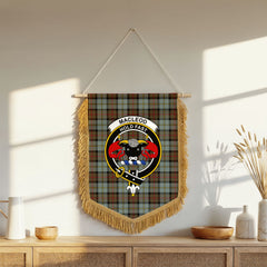 MacLeod of Harris Weathered Tartan Crest Wall Hanging Banner - Wood Pole