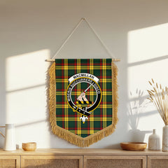 MacMillan Old Modern Tartan Crest Wall Hanging Banner - Wood Pole