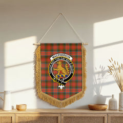 MacPherson Weathered Tartan Crest Wall Hanging Banner - Wood Pole