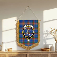 McBeth Ancient Tartan Crest Wall Hanging Banner - Wood Pole