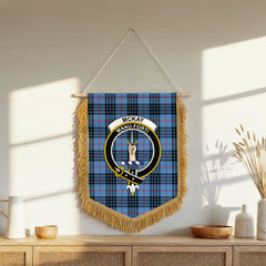 McKay Blue Tartan Crest Wall Hanging Banner - Wood Pole