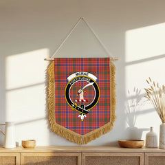 McRae Ancient Tartan Crest Wall Hanging Banner - Wood Pole