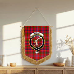 McRae Modern Tartan Crest Wall Hanging Banner - Wood Pole