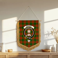 Menzies Green Modern Tartan Crest Wall Hanging Banner - Wood Pole
