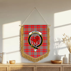 Moubray Tartan Crest Wall Hanging Banner - Wood Pole