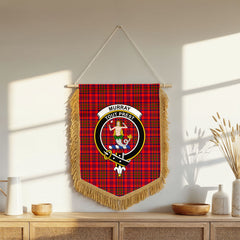 Murray (of Dysart) Tartan Crest Wall Hanging Banner - Wood Pole