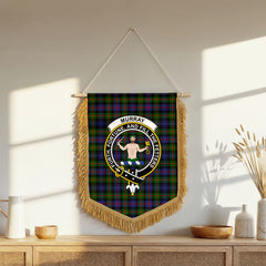 Murray of Atholl Modern Tartan Crest Wall Hanging Banner - Wood Pole