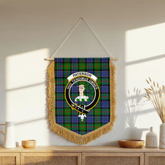 Paterson Tartan Crest Wall Hanging Banner - Wood Pole