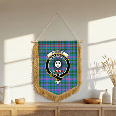 Pitcairn Hunting Tartan Crest Wall Hanging Banner - Wood Pole