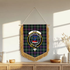 Rose Hunting Modern Tartan Crest Wall Hanging Banner - Wood Pole