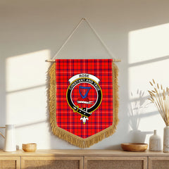 Rose Modern Tartan Crest Wall Hanging Banner - Wood Pole