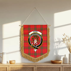 Ross Modern Tartan Crest Wall Hanging Banner - Wood Pole