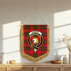 Stewart of Appin Modern Tartan Crest Wall Hanging Banner - Wood Pole