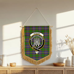 Strang (or Strange) Tartan Crest Wall Hanging Banner - Wood Pole