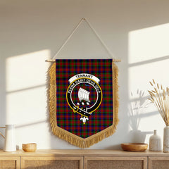 Tennant Tartan Crest Wall Hanging Banner - Wood Pole