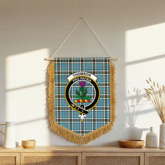 Thomson Blue Tartan Crest Wall Hanging Banner - Wood Pole