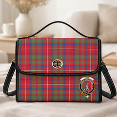 Shaw Red Modern Tartan Crest Satchel Bag