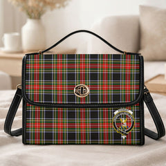 Stewart Black Tartan Crest Satchel Bag