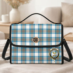 Stewart Muted Blue Tartan Crest Satchel Bag