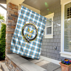 Stewart Muted Blue Tartan Crest Garden Flag