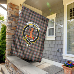 Sutherland Weathered Tartan Crest Garden Flag