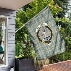 Balfour Blue Tartan Crest Garden Flag
