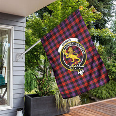 Brown Modern Tartan Crest Garden Flag