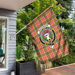 Buchanan Old Set Weathered Tartan Crest Garden Flag