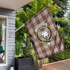 Cunningham Burgundy Dancers Tartan Crest Garden Flag