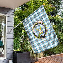 Stewart Muted Blue Tartan Crest Garden Flag