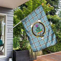 Thomson Blue Tartan Crest Garden Flag