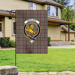 Nicolson Hunting Weathered Tartan Crest Garden Flag