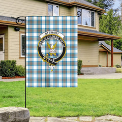 Stewart Muted Blue Tartan Crest Garden Flag