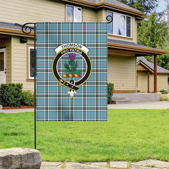 Thomson Blue Tartan Crest Garden Flag