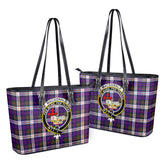 MacDonald Dress Modern Tartan Crest Leather Tote Bag