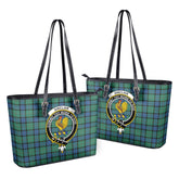 Sinclair Hunting Ancient Tartan Crest Leather Tote Bag