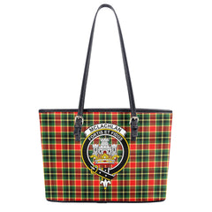 McLachlan Hunting Modern Tartan Crest Leather Tote Bag
