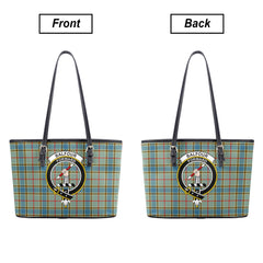 Balfour Blue Tartan Crest Leather Tote Bag