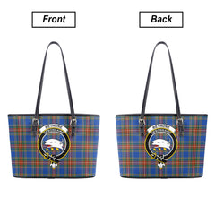 Bethune Ancient Tartan Crest Leather Tote Bag