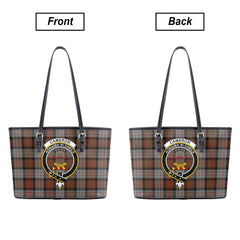 Cameron of Erracht Weathered Tartan Crest Leather Tote Bag
