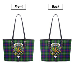 MacThomas Modern Tartan Crest Leather Tote Bag