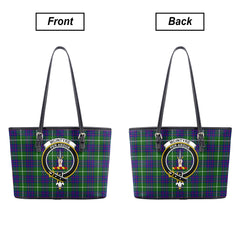 McIntyre Hunting Modern Tartan Crest Leather Tote Bag