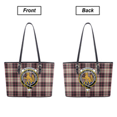 McPherson Hunting Ancient Tartan Crest Leather Tote Bag